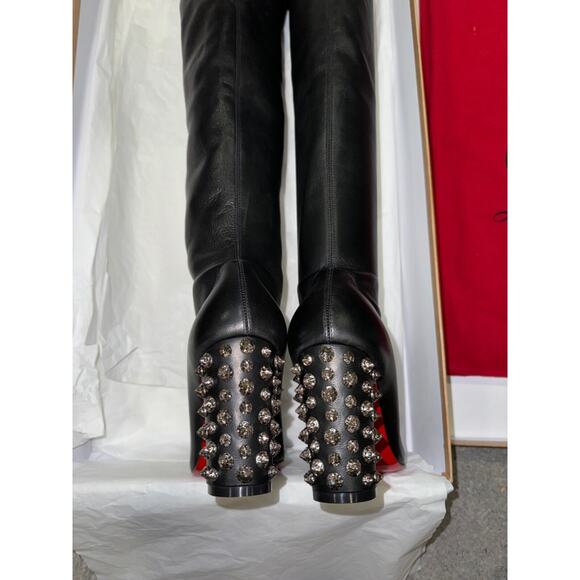 Christian Louboutin Study Stretch 85 Black Nappa Leather Knee High Heel Boot 36 - Picture 13 of 16